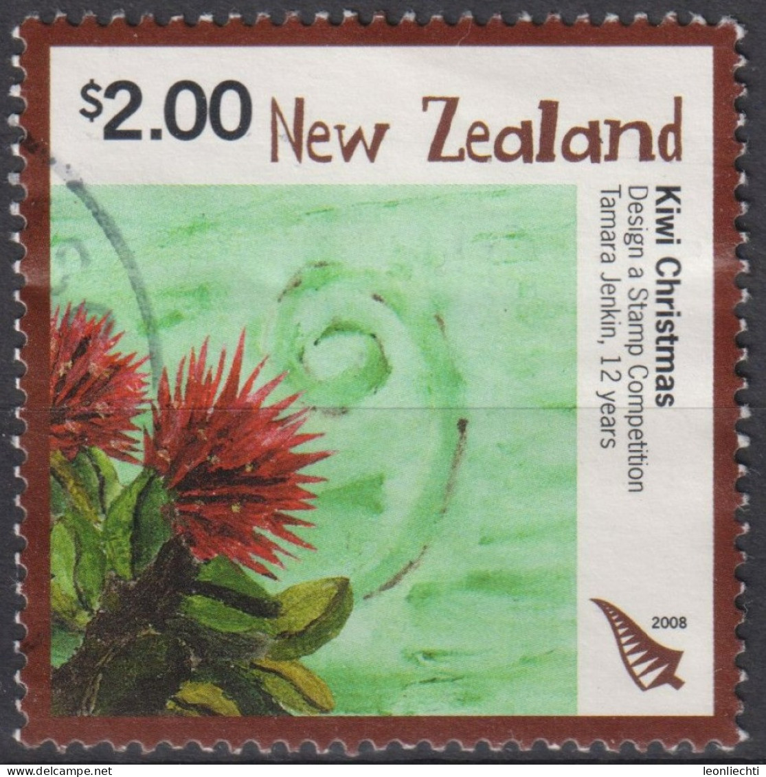 2008 Neuseeland ° Mi:NZ 2549, Sn:NZ 2208, Yt:NZ 2455, Flowers & Koru , Christmas 2008 ,Weihnachten - Gebraucht