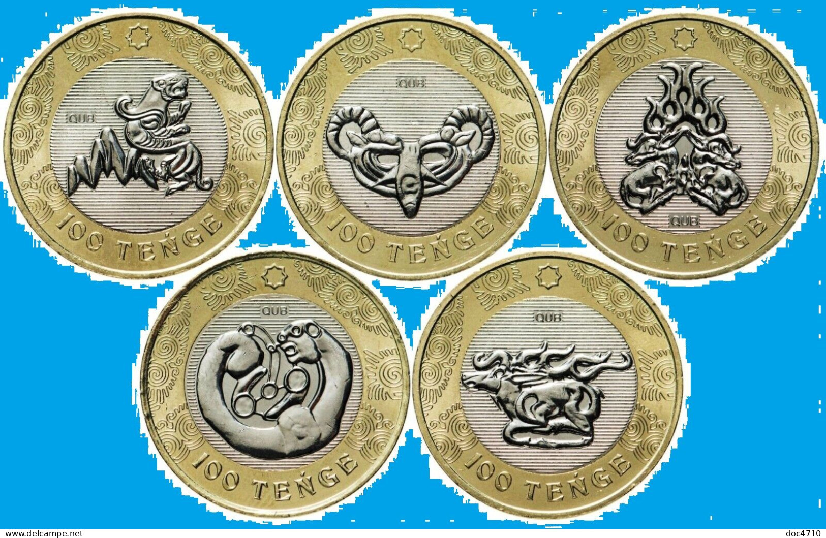 Kazakhstan 100 Tenge 2022, Saki Style, Set5, KM#New, Unc Bi-metallic - Kazakhstan