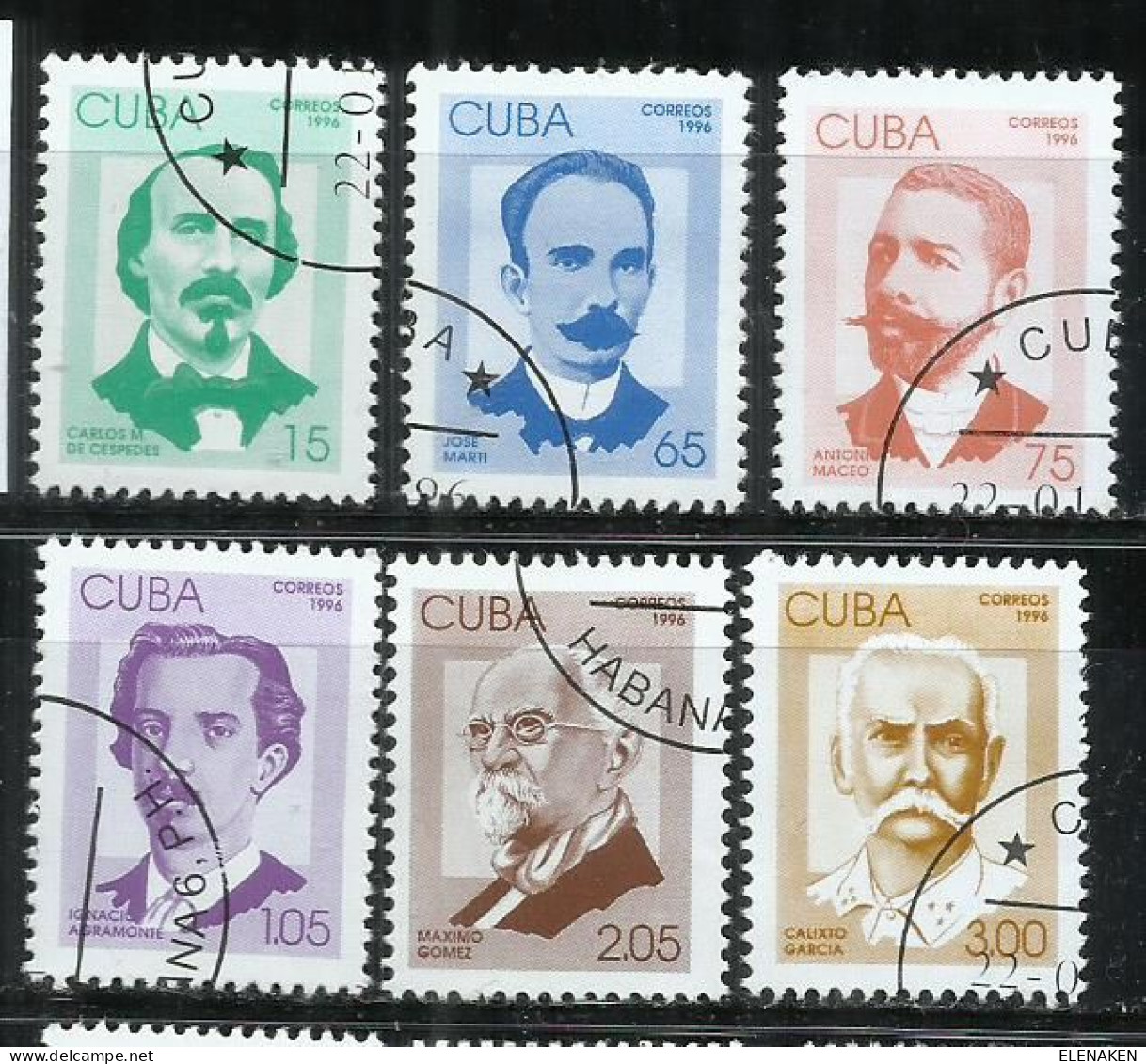 8528A-SERIE COMPLETA CUBA PATRIOTAS CUBANOS 1996 Nº 3504/3509 VALOR 12,00€ - Used Stamps