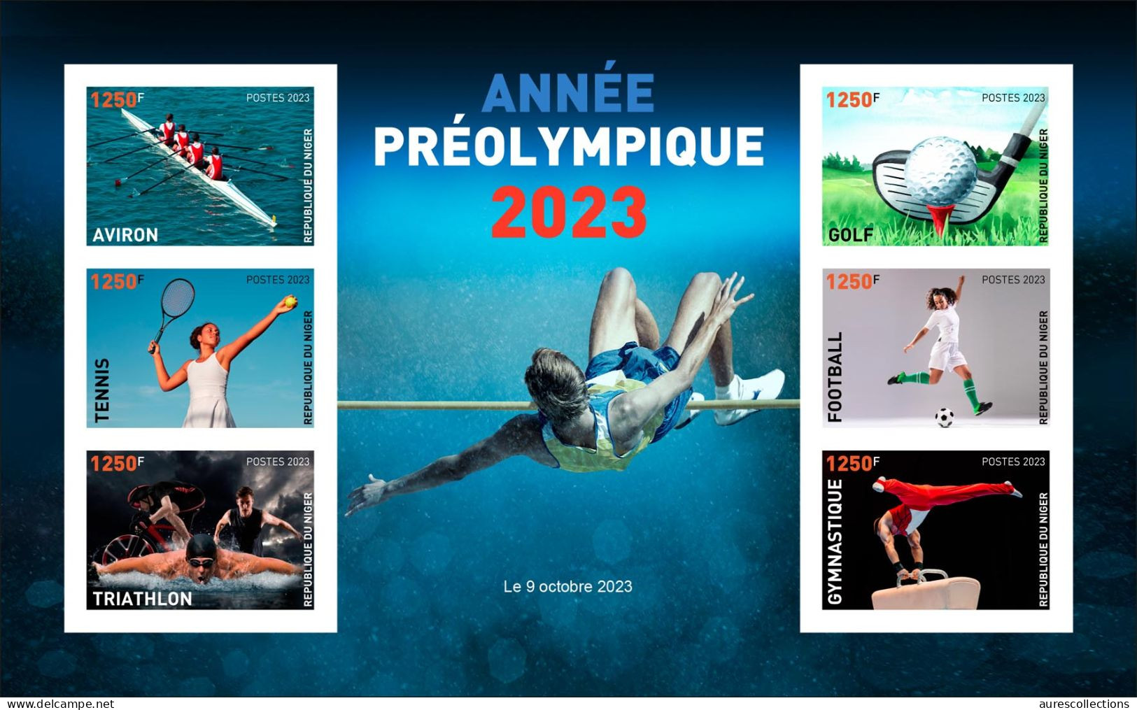 NIGER 2023 IMPERF - OLYMPIC GAMES 2024 - ROWING TENNIS TRIATHLON GOLF FOOTBALL GYMNASTICS AVIRON CYCLING CYCLISME - MNH - Eté 2024 : Paris