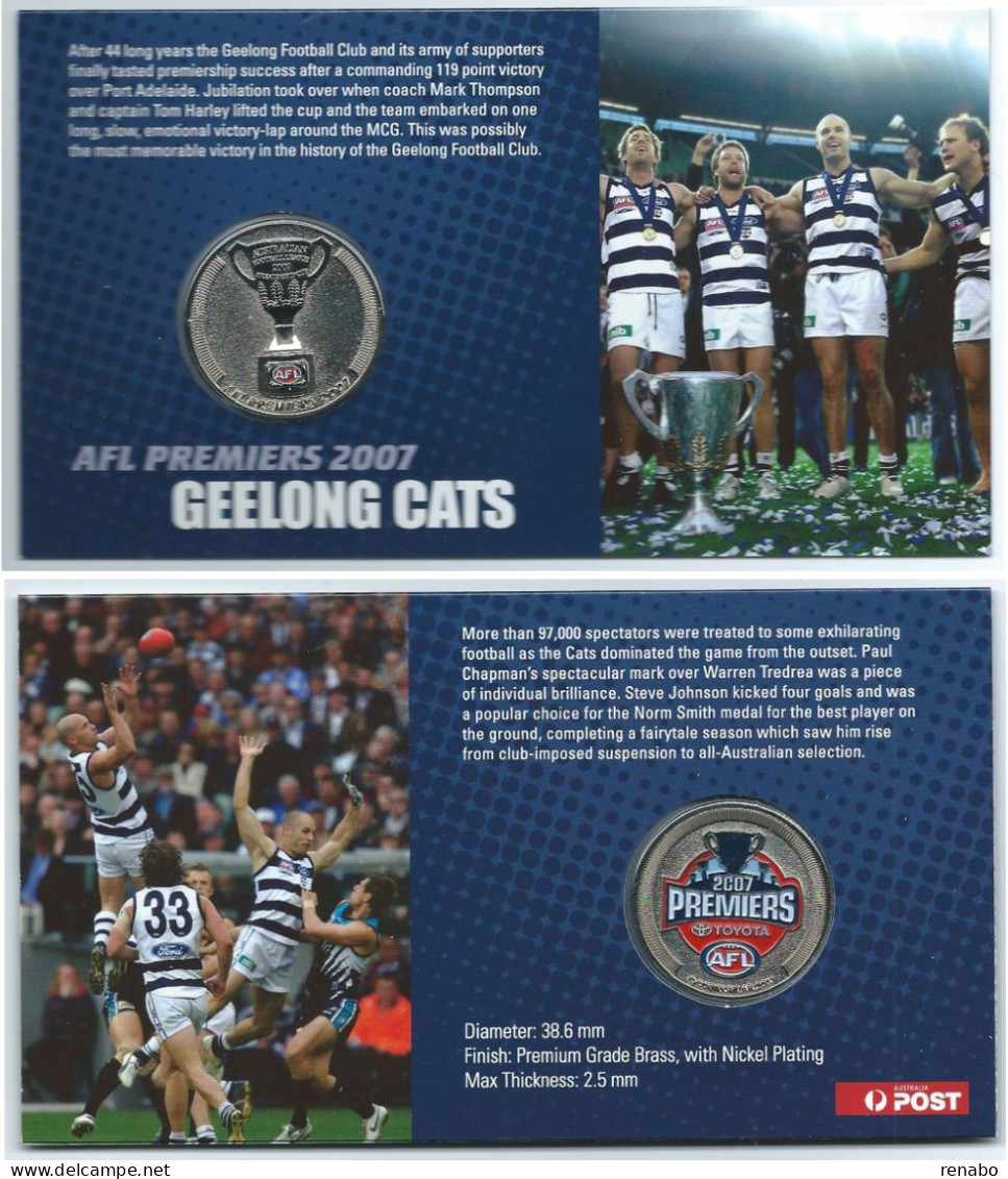 Australia 2007; AFL Football: Geelong Cats, FDC, With Commemorative Medallion. N° 05969/10000. - Autres & Non Classés