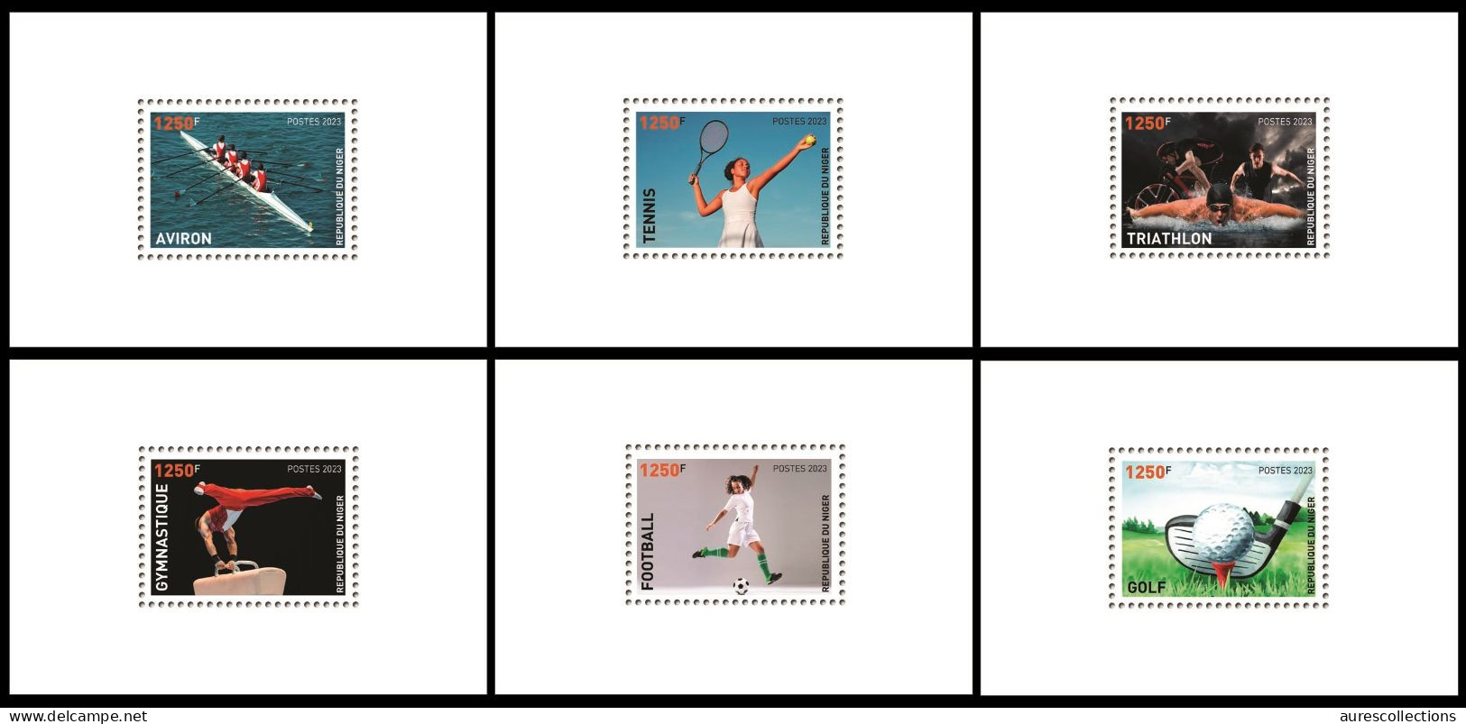 NIGER 2023 SET 6 SHEET - OLYMPIC GAMES 2024 - ROWING TENNIS TRIATHLON GOLF FOOTBALL GYMNASTICS AVIRON CYCLING - LUXE MNH - Eté 2024 : Paris