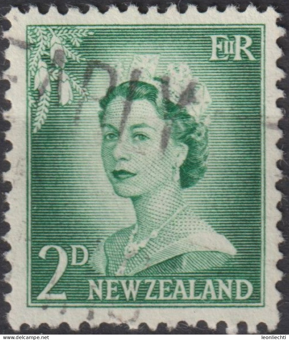 1956 Neuseeland ° Mi:NZ 356, Sn:NZ 308, Yt:NZ 354,QEII Two Pence - Large Numeral, Queen Elizabeth II - Usati