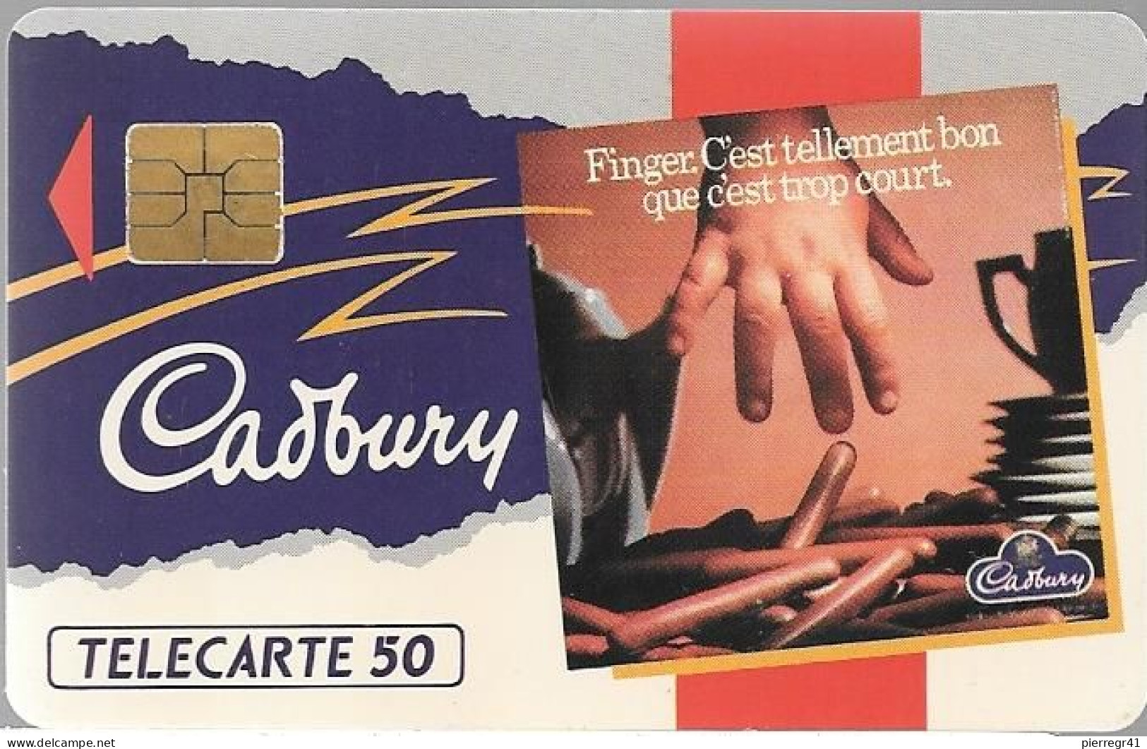 CARTE-PUCE-PRIVEE-PUBLIC- 50U-SO3-07/91-EN174-FINGER CADBURY-ROUGE-R°V° Série N°A 175091-Utilisé -TBE--UTILISE--TBE - 50 Unità  