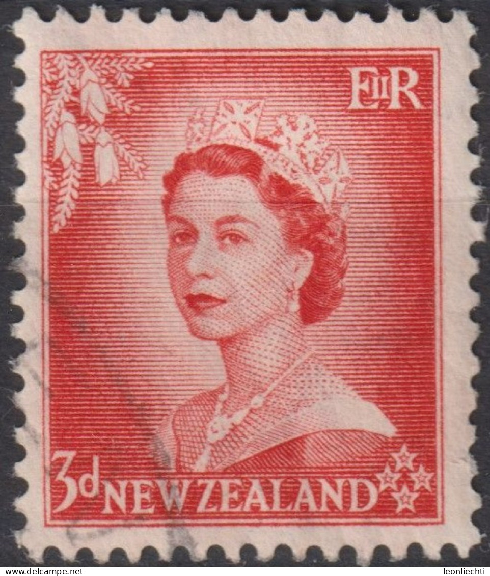 1954 Neuseeland ° Mi:NZ 336, Sn:NZ 292, Yt:NZ 331,QEII Three Pence, Queen Elizabeth II - Used Stamps