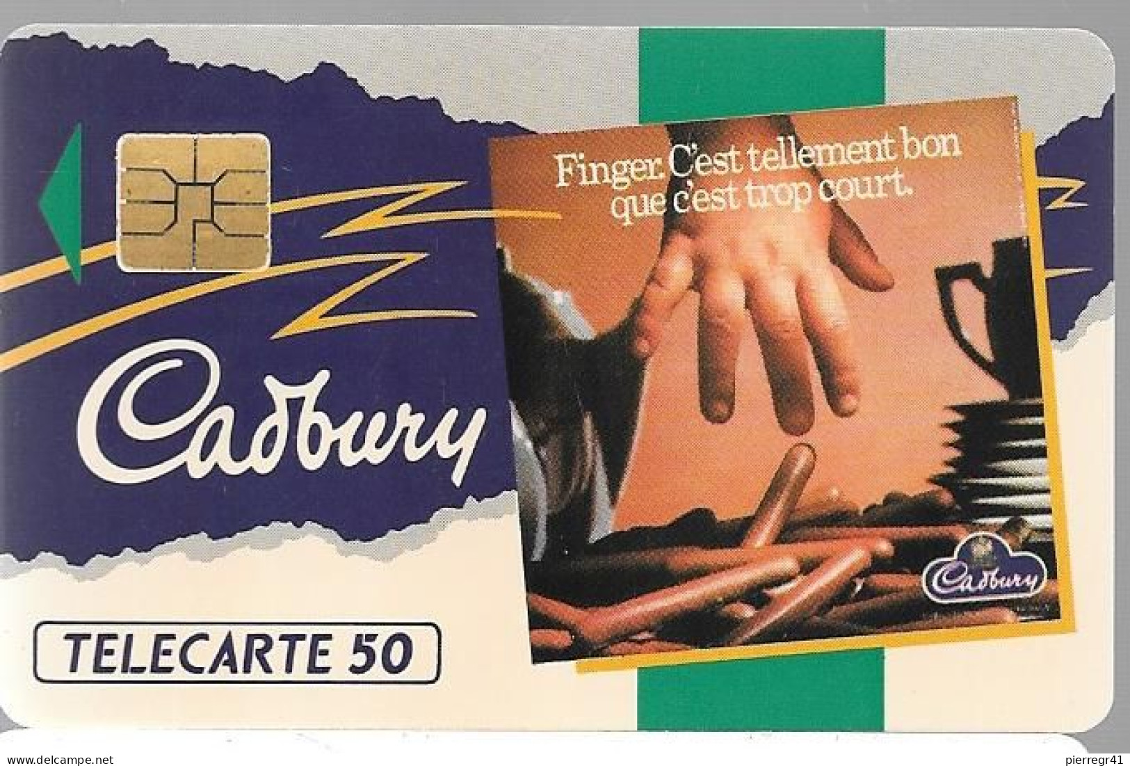 CARTE-PUCE-PRIVEE-PUBLIC- 50U-SO3-12/91-EN278-FINGER CADBURY-VERT-R°V° Série N°A 1C5719-Utilisé -TBE--UTILISE--TBE - 50 Einheiten