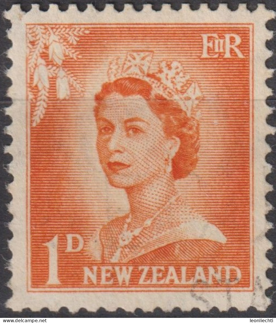 1956 Neuseeland ° Mi:NZ 354, Sn:NZ 306, Yt:NZ 352, QEII One Penny - Large Numeral, Queen Elizabeth II - Used Stamps