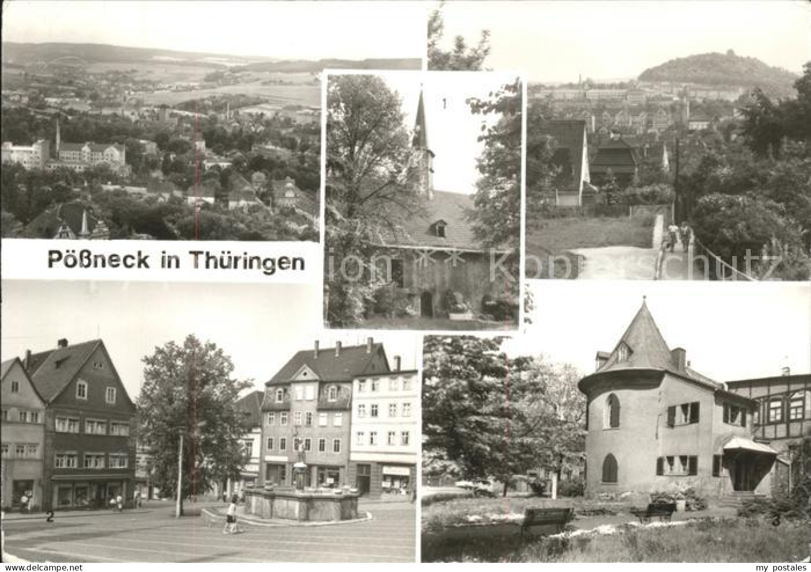 41604690 Poessneck Total Gottesackerkirche Markt Glockenturm Poessneck - Poessneck