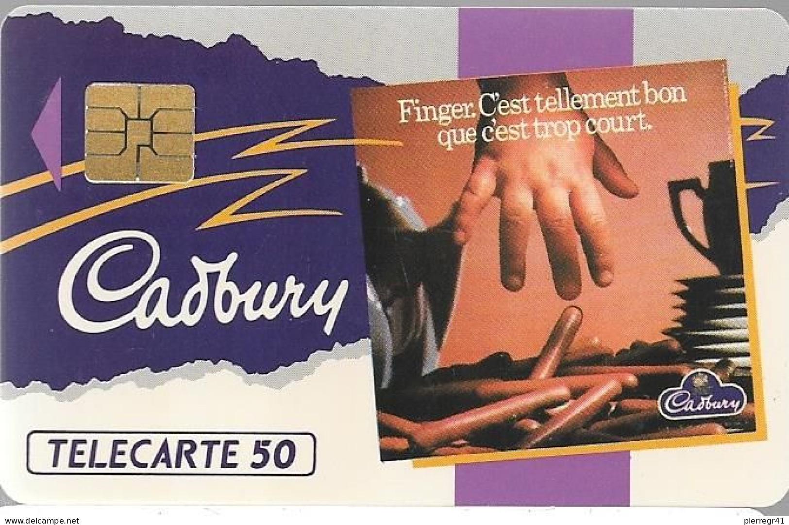 CARTE-PUCE-PRIVEE-PUBLIC- 50U-SO3-07/92-EN409-FINGER CADBURY-VIOLET-R°V° Série N°A 276595-Utilisé -TBE--UTILISE--TBE - 50 Unités   