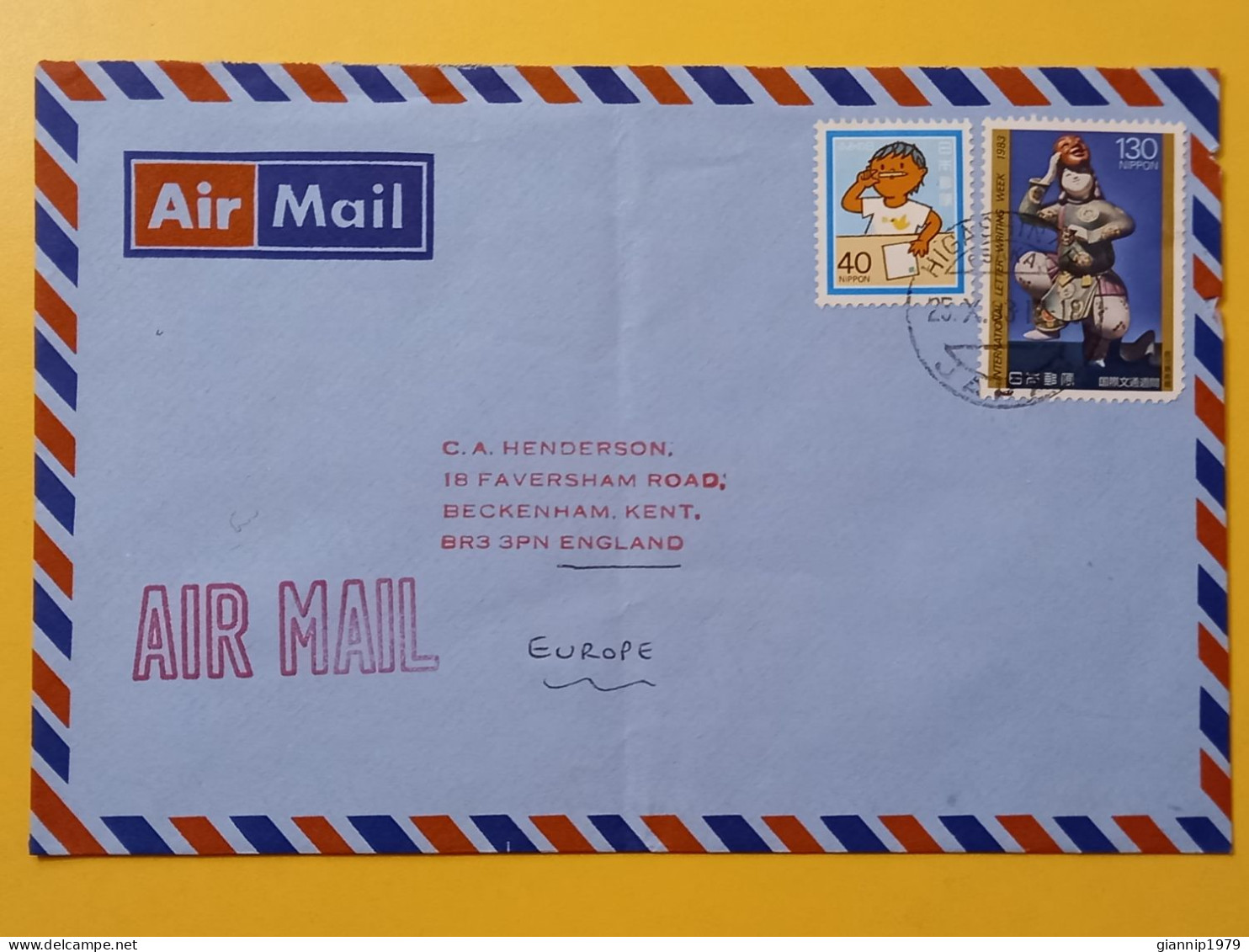 1983 BUSTA COVER AIR MAIL GIAPPONE JAPAN NIPPON BOLLO CHI KYU OBLITERE'   FOR ENGLAND - Lettres & Documents