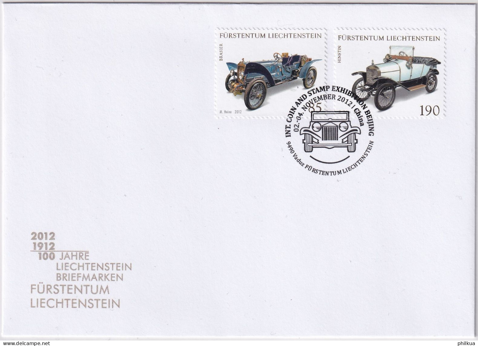 MiNr. 1639, 1641 Liechtenstein Auf Brief Mit Sonderstempel INT. COIN AND STAMP EXHIBITION BEIJING 2012 - Storia Postale