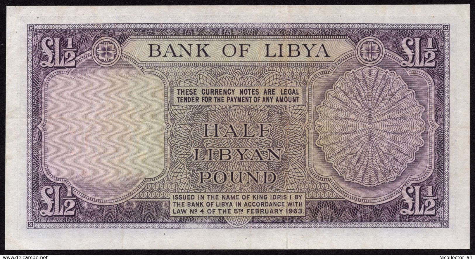 Libya 1/2 Pound 1963 P-24 King Idris *XF* Rare Banknote - Libia