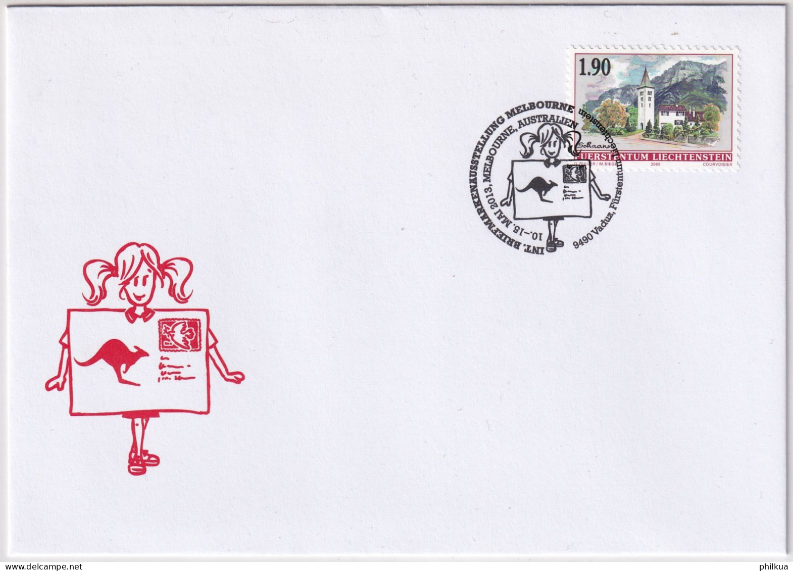 MiNr. 1176 Liechtenstein Auf Brief Mit Sonderstempel INT. BRIEFMARKENAUSSTELLUNG MELBOURNE Australien 2013 - Cartas & Documentos