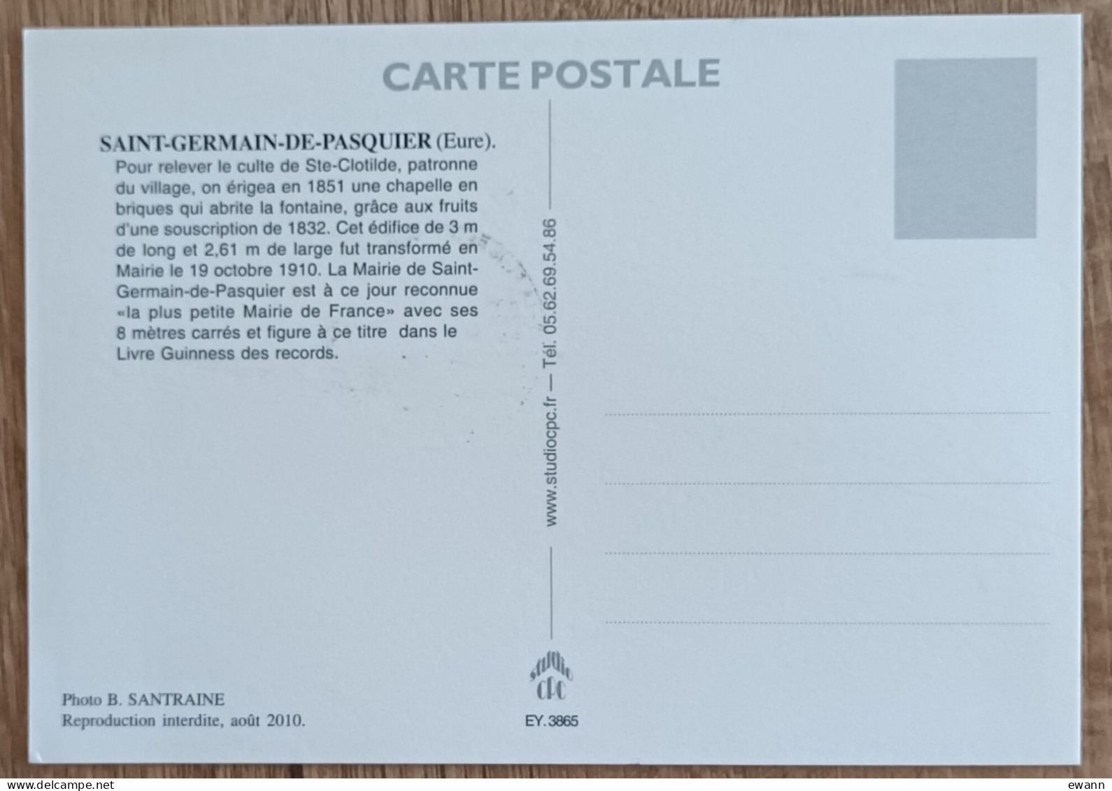 Montimbramoi - LA PLUS PETITE MAIRIE DE FRANCE / Saint Germain De Pasquier - 2010 - Cartas & Documentos