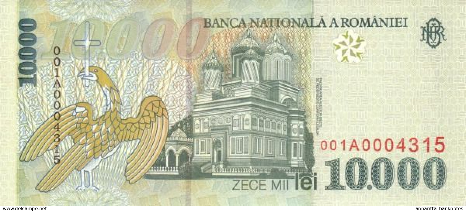 Romania 10000 Lei 1999 (2001), Prefix 01 UNC (P-108a, B-268b) / 3 PCS - Roumanie