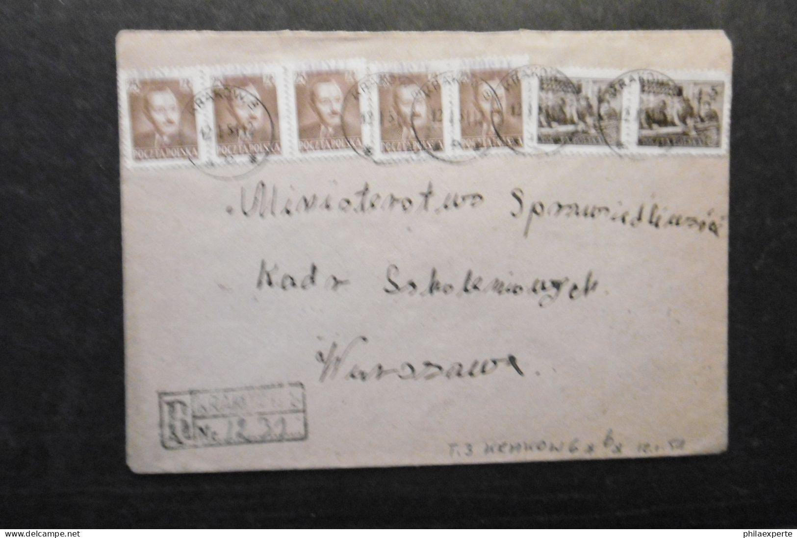 Polen  Mi. 556(2)+552(5) Groscy Aufdruck Typ 3 R- Brief Nach Warschau - Storia Postale