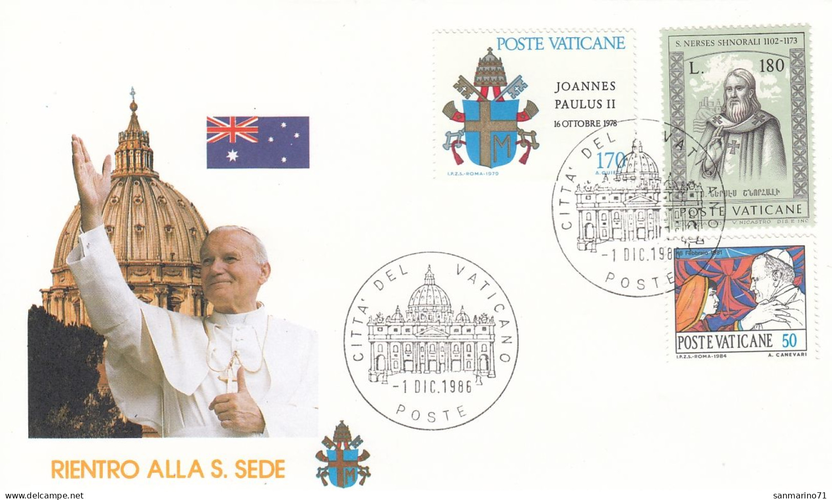 VATICAN Cover 1-65,popes Travel 1986 - Briefe U. Dokumente