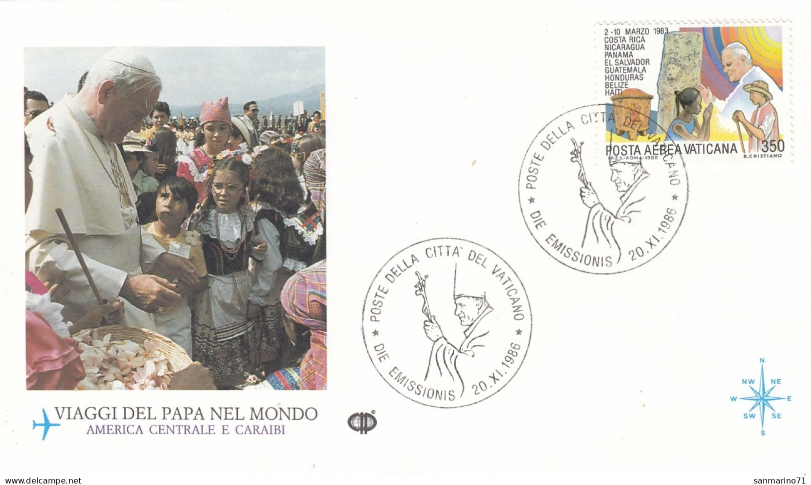 VATICAN Cover 1-66,popes Travel 1986 - Covers & Documents