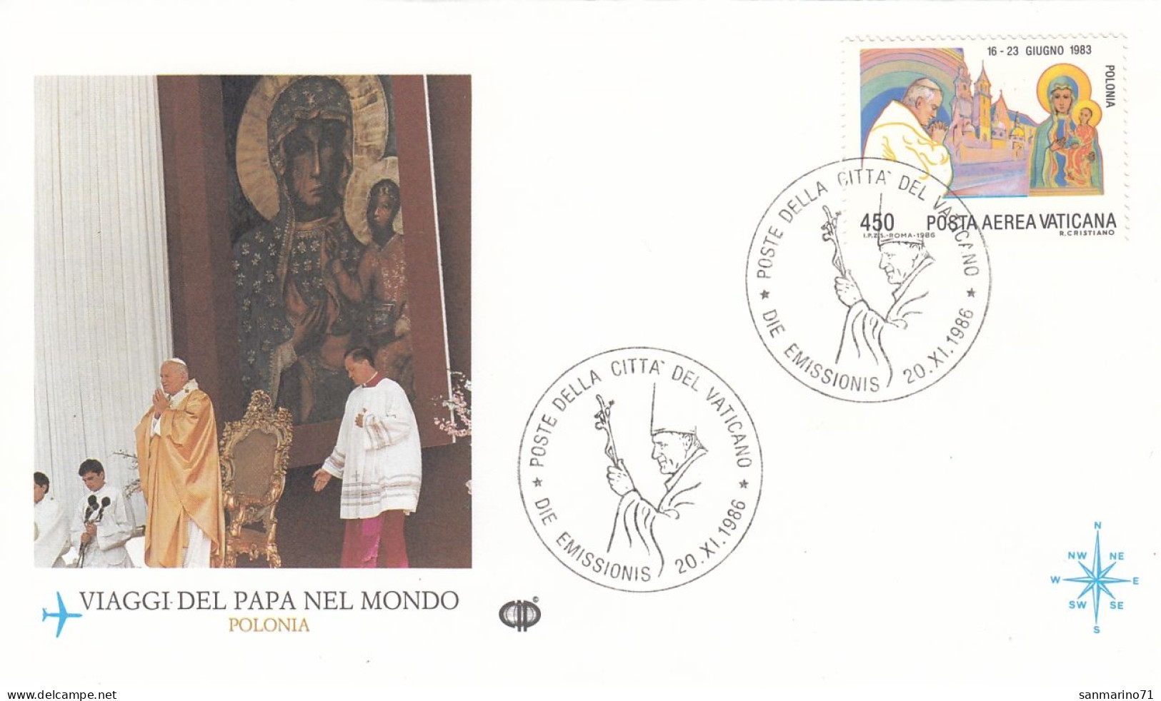 VATICAN Cover 1-67,popes Travel 1986 - Covers & Documents