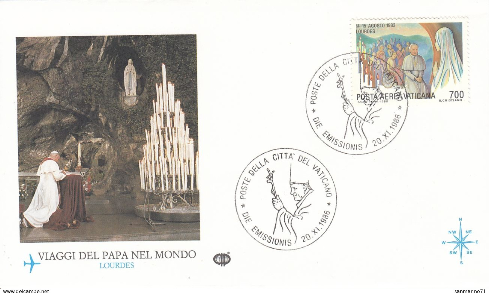 VATICAN Cover 1-68,popes Travel 1986 - Covers & Documents