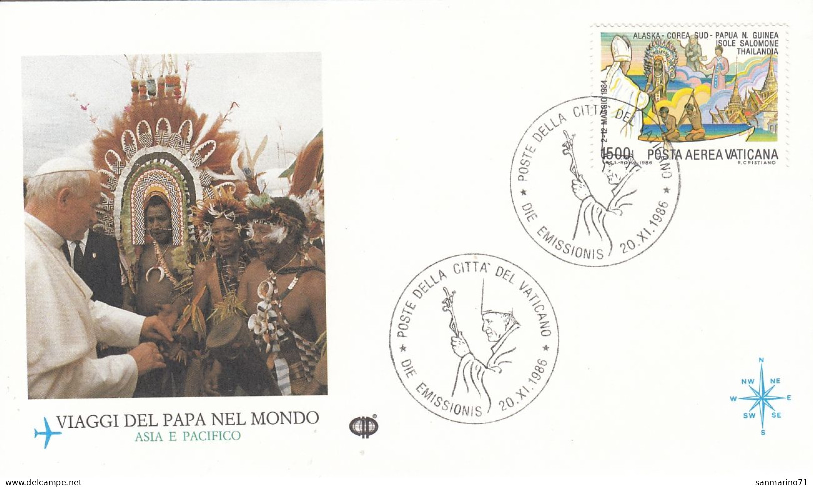 VATICAN Cover 1-70,popes Travel 1986 - Covers & Documents