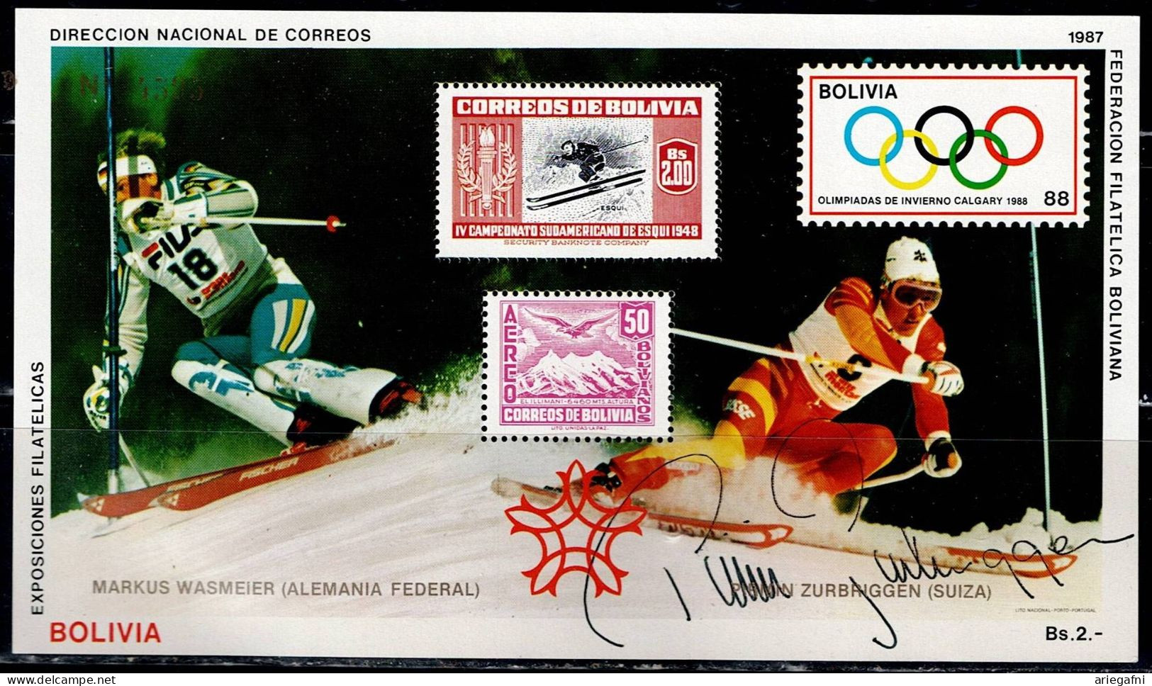 BOLIVIA 1988 WINTER OLYMPICS GAMES CALGARY 1988 MI No BLOCK 167 MNH VF!! - Invierno 1988: Calgary