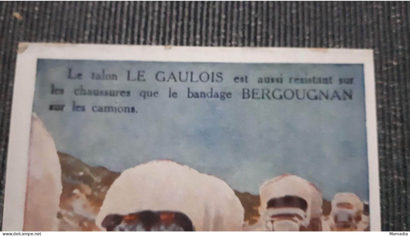 CARTE PUBLICITAIRE CAOUTCHOUC BANDAGES ETS BERGOUGNAN TALON LE GAULOIS  T. SALA - Reclame