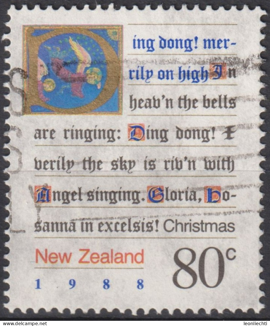 1988 Neuseeland ° Mi:NZ 1039, Sn:NZ 910, Yt:NZ 1002, Ding Dong! Merrily On High, Weihnachten, Christmas - Gebruikt