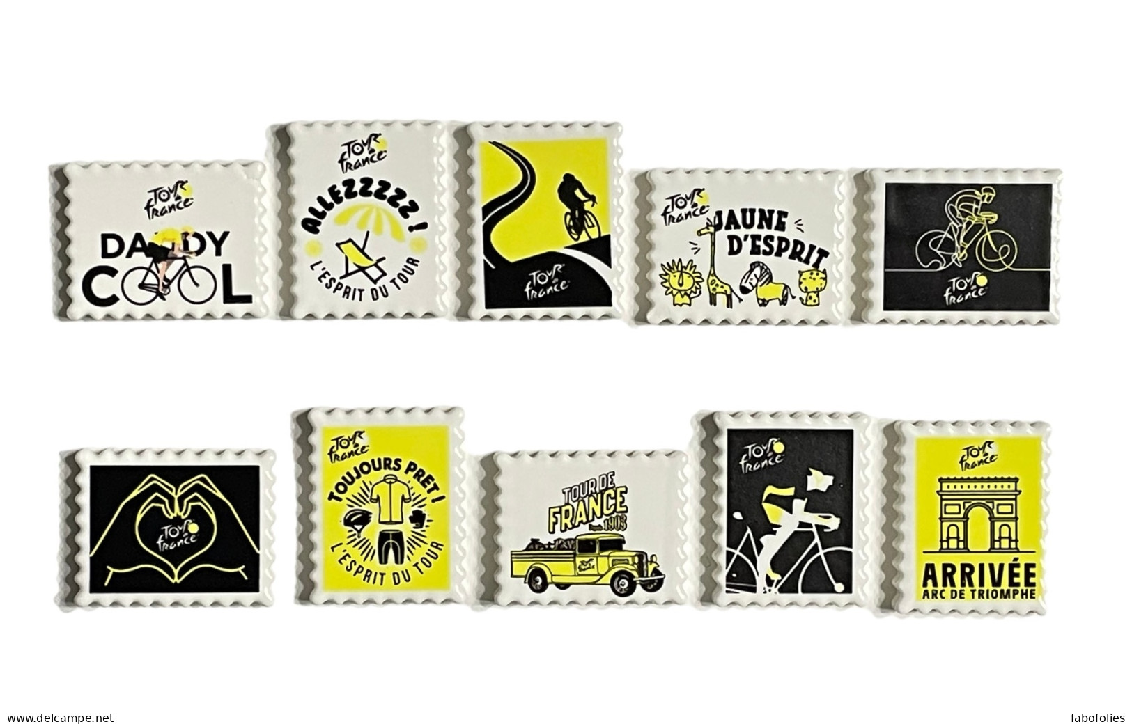 Série Complète De 10 Fèves Timbres Illustrés Tour De France 2024 - Sport