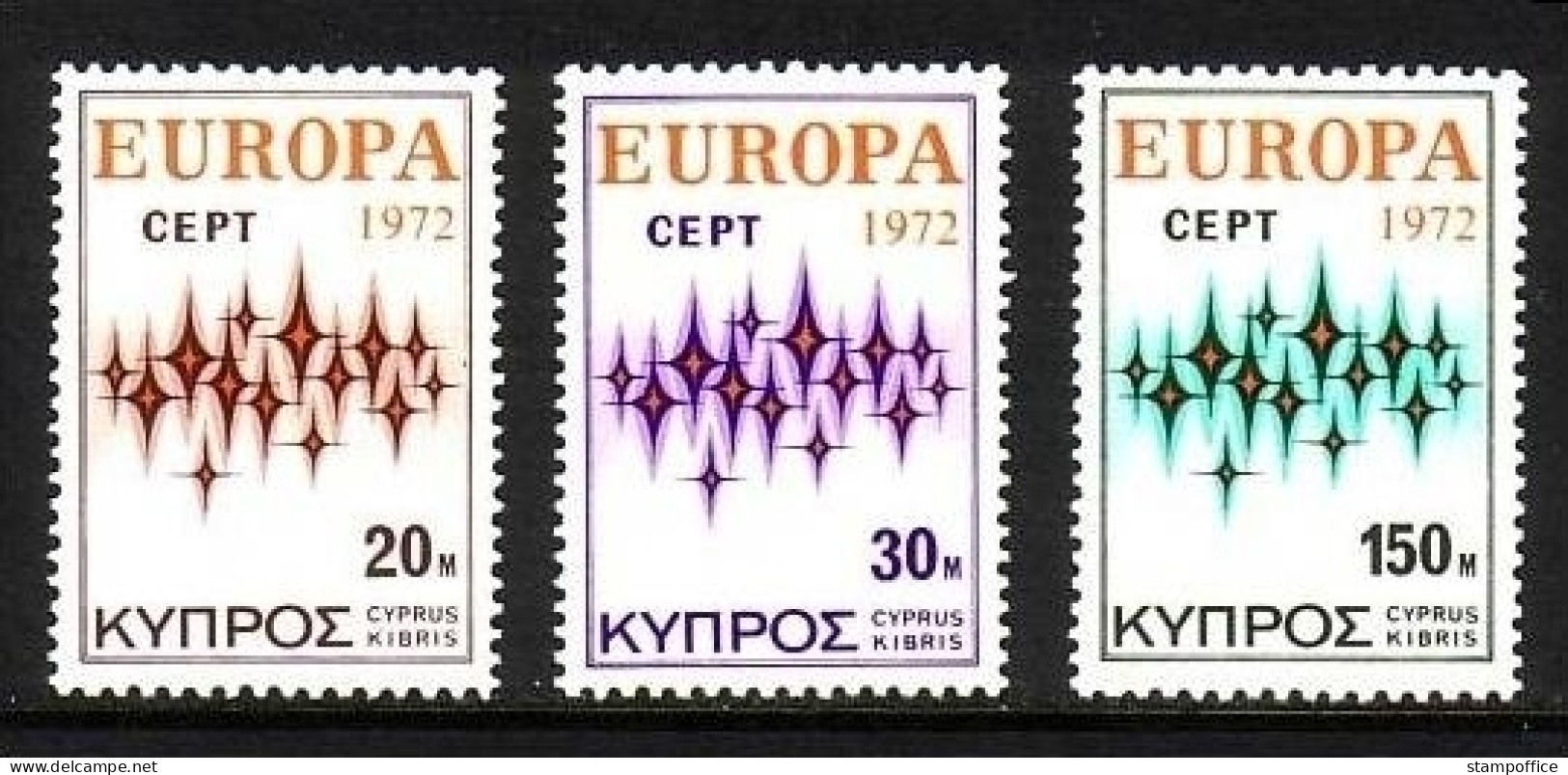 ZYPERN MI-NR. 374-376 POSTFRISCH EUROPA 1972 STERNE - 1972