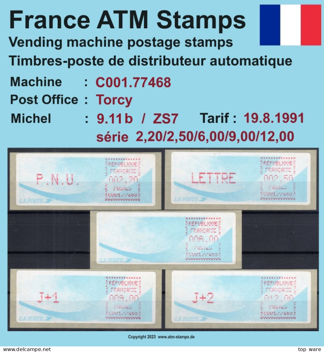 Frankreich France ATM Stamps LSA C001.77468 Torcy / Michel 9.11 B / Serie ZS7 ** / Distributeurs Automatenmarken - 1988 Type « Comète »