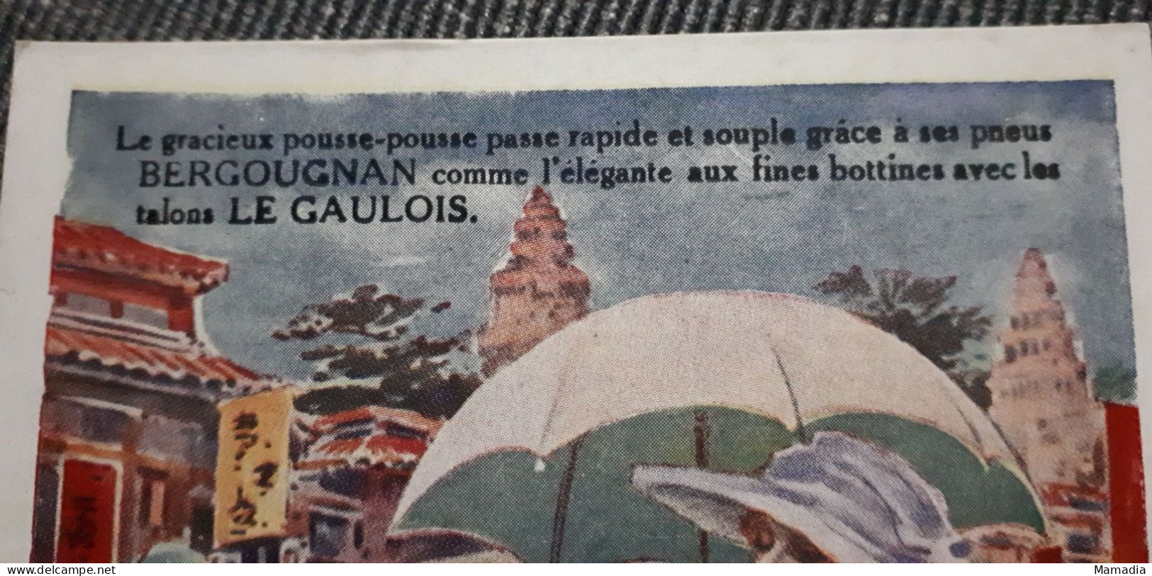 CARTE PUBLICITAIRE CAOUTCHOUC PNEUMATIQUES ETS BERGOUGNAN TALON LE GAULOIS T. SALA - Publicidad