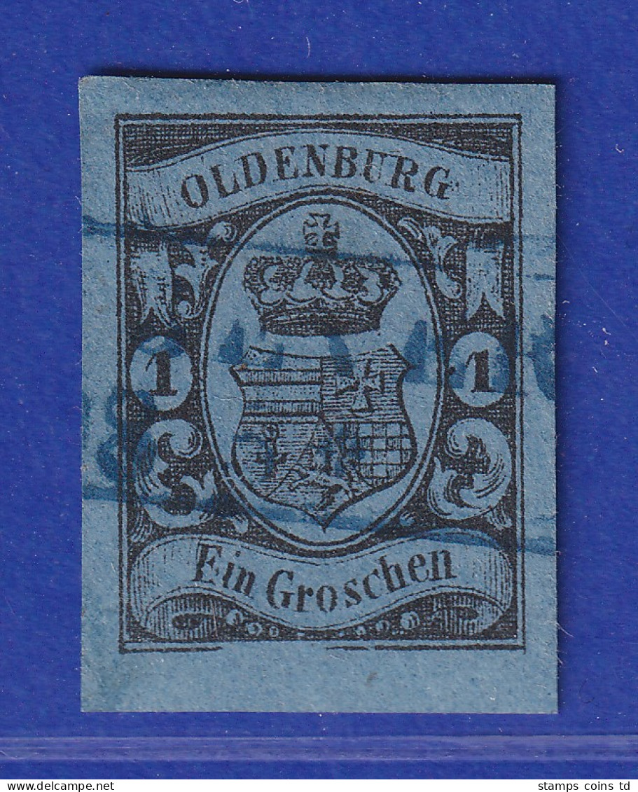 Altdeutschland Oldenburg 1 Gr. Mi.-Nr. 6 Gestempelt, Mit PLF II Untere Randlinie - Oldenburg