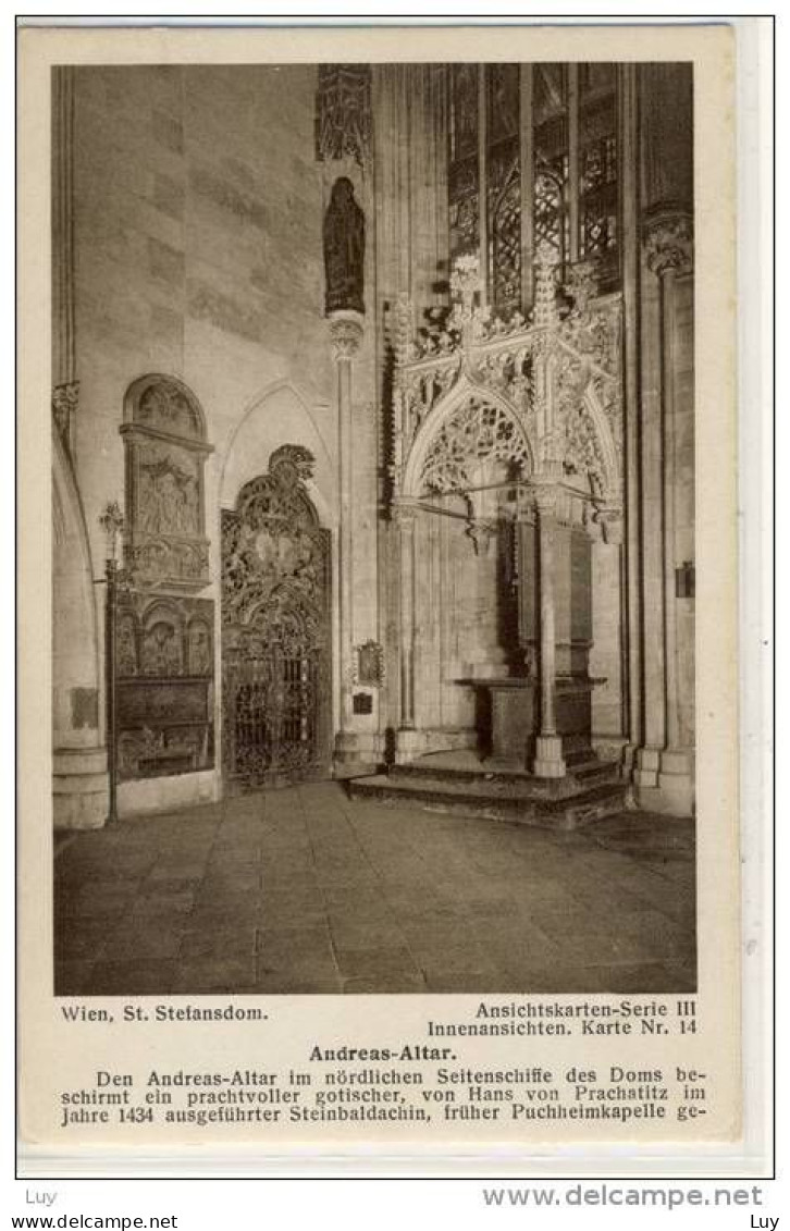 WIEN - St. Stefansdom, Andreas Altar , AK Serie III, 1920er, Innenansichten, Karte Nr 14 - Stephansplatz