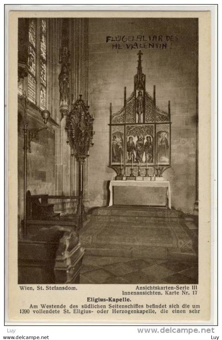 WIEN - St. Stefansdom, Eligius-Kapelle  , AK Serie III, 1920er, Innenansichten, Karte Nr 17 - Stephansplatz