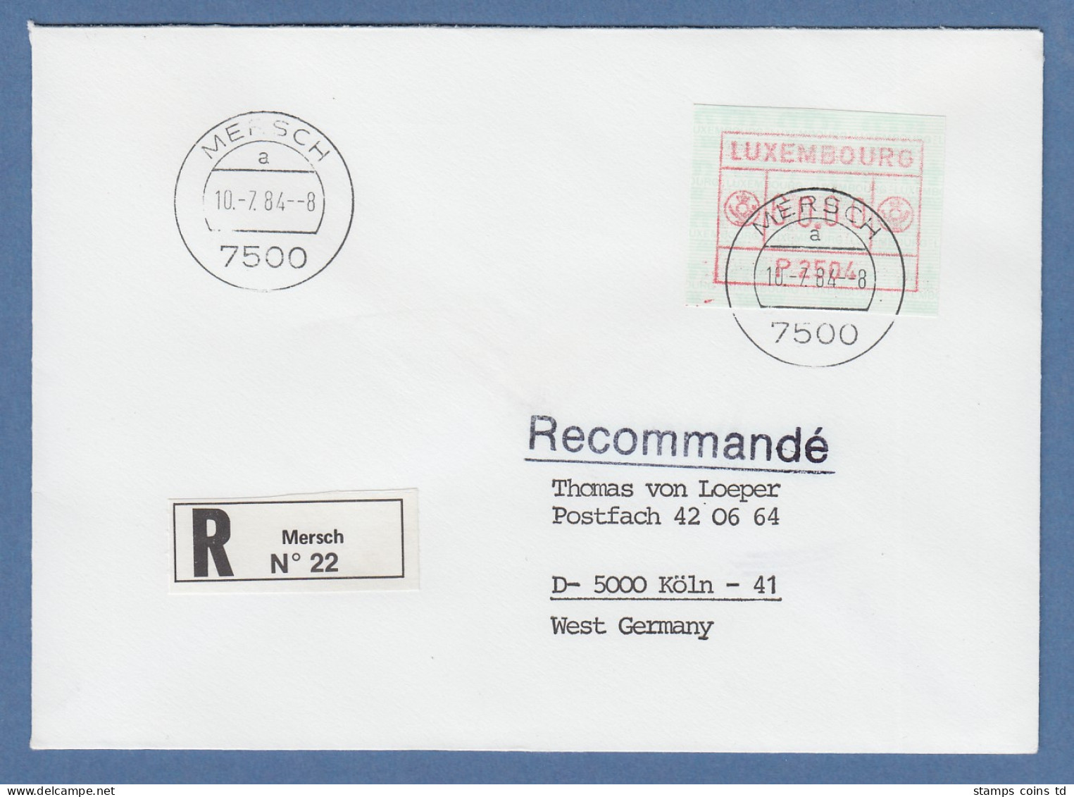 Luxemburg ATM P2504 Hoher Wert 60,00 Auf R-FDC Mit O MERSCH 10.7.84 - Automatenmarken