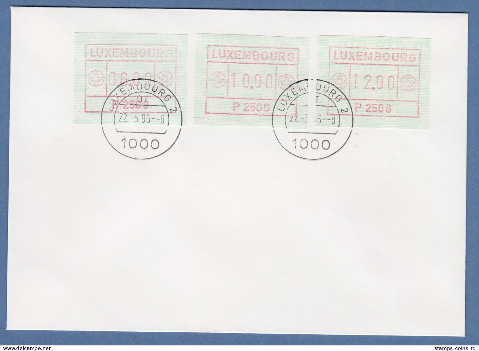 Luxemburg ATM P2506 Tastensatz 6-10-12 Auf Blanco-FDC, O 22.5.86 - Vignettes D'affranchissement