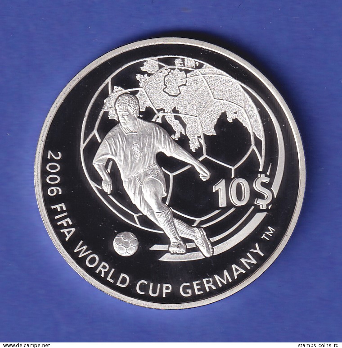 Fiji Fidschi-Inseln Silbermünze 10 $ Fußball-Weltmeisterschaft 2006 PP - Altri – Oceania
