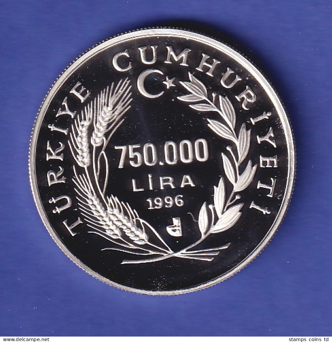 Türkei Silbermünze 750000 Lira Europa 1996 PP - Autres – Asie