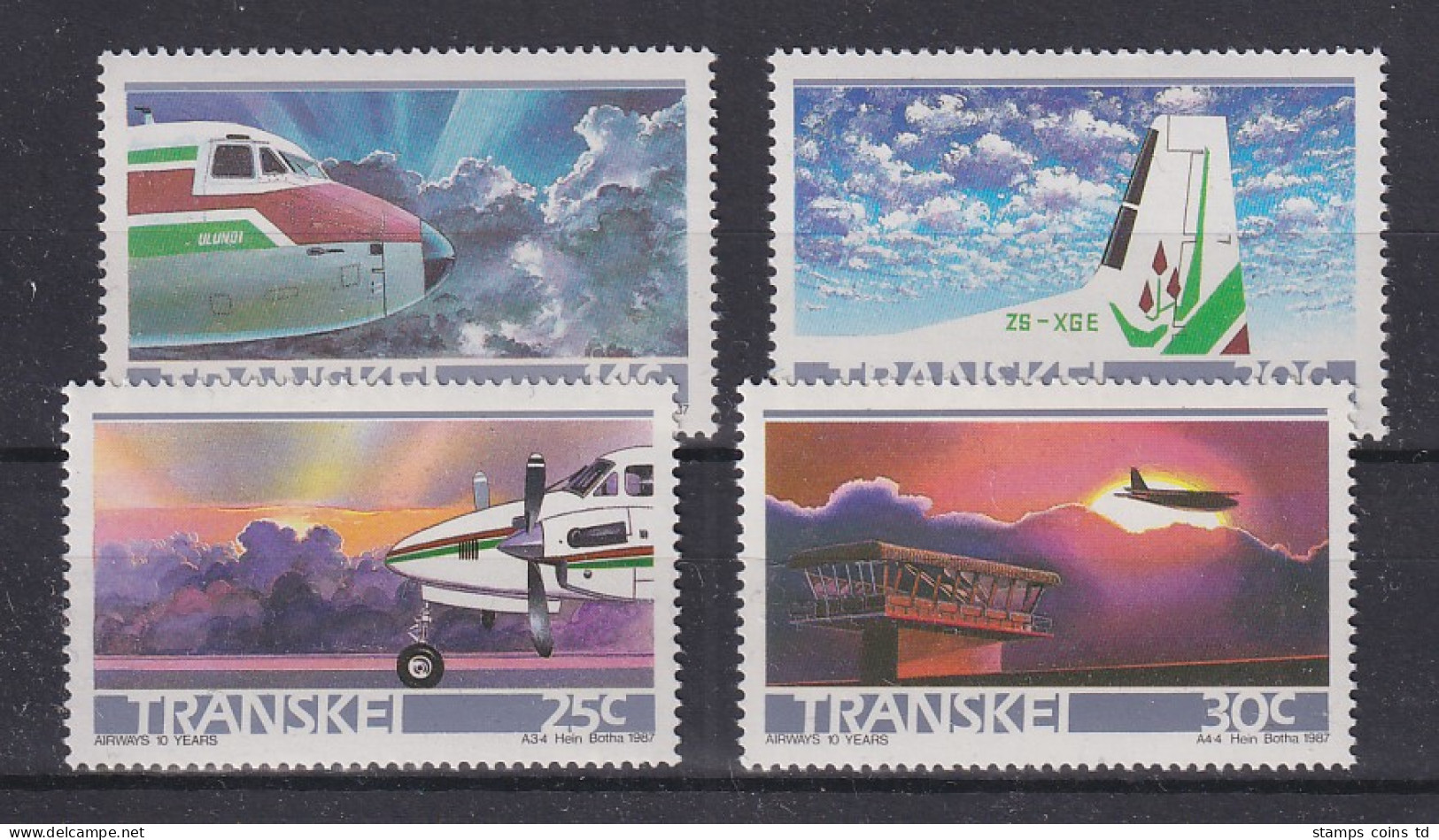 Südafrika RSA Transkei 1987 10 Jahre Fluggesellschaft Mi.-Nr. 197-200  Kpl. **  - Transkei