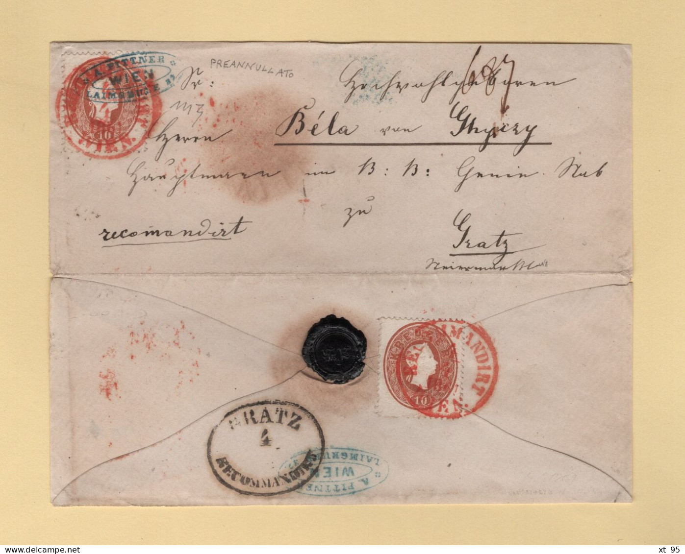 Autriche - Wien - 1861 - Recommande Destination Gratz - Lettres & Documents