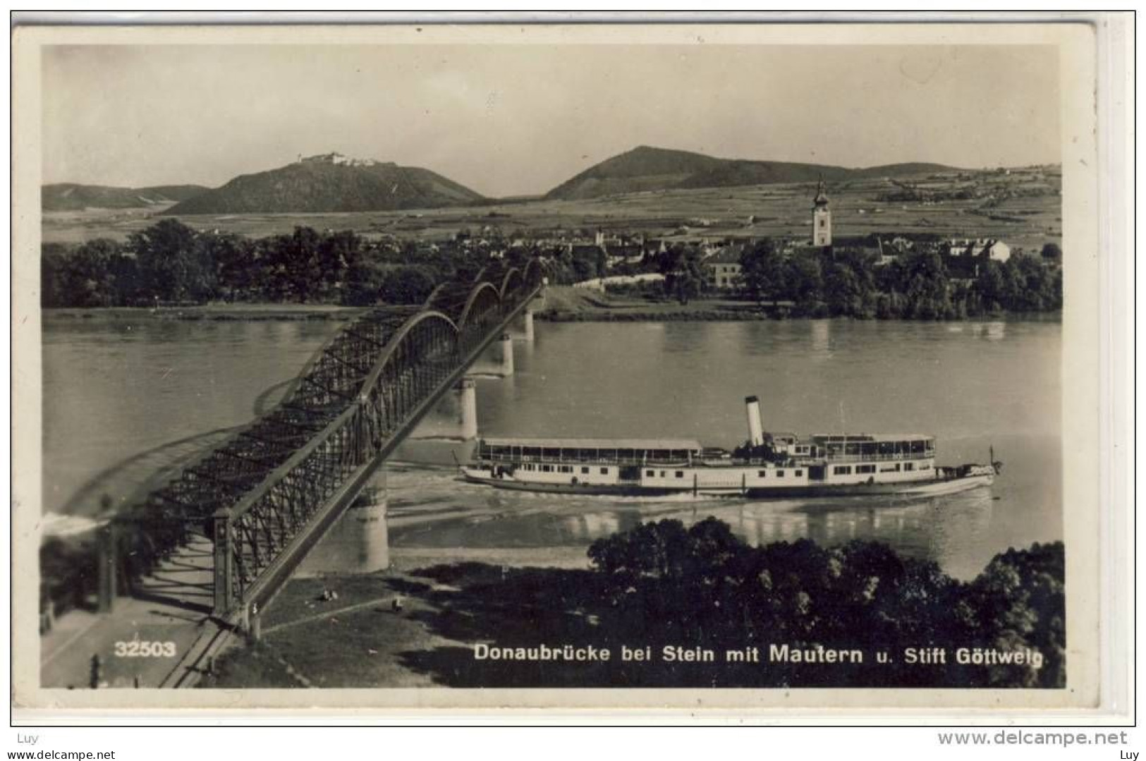 Donaubrücke Bei STEIN Mit Mautern U. Stift Göttweig     1940, S/w - Wachau