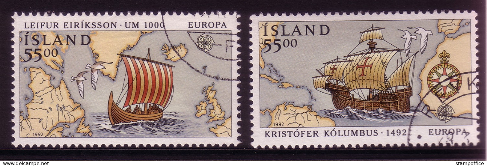ISLAND MI-NR. 762-763 GESTEMPELT(USED) EUROPA 1992 ENTDECKUNG AMERIKAS SCHIFFE - 1992