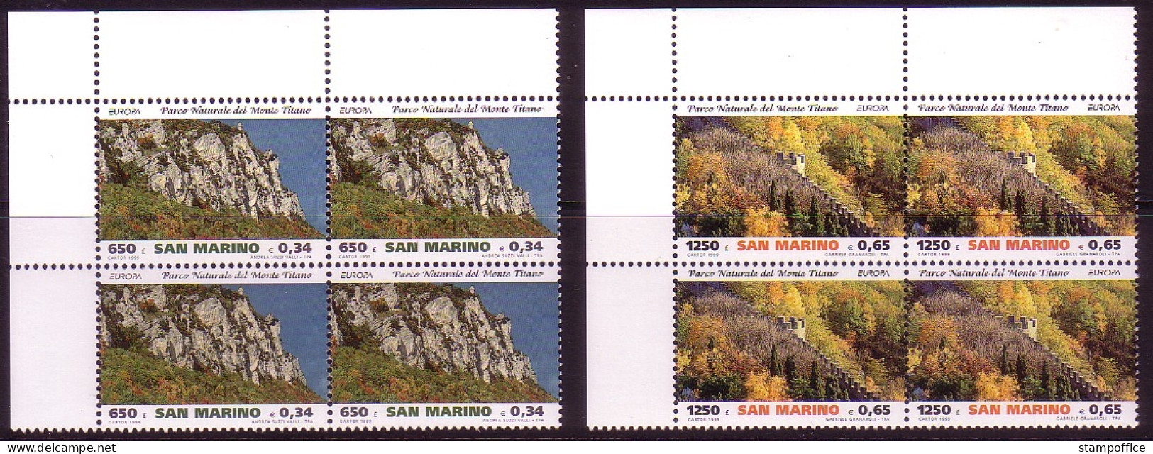 SAN MARINO MI-NR. 1832-1833 POSTFRISCH(MINT) 4er BLOCK EUROPA 1999 - NATUR- Und NATIONALPARKS - 1999