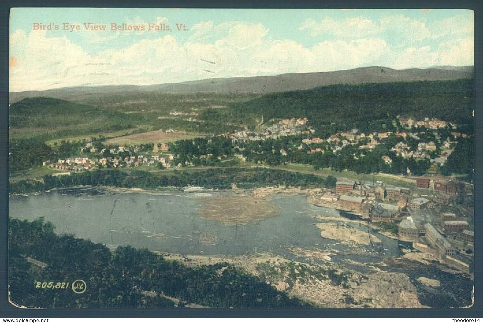 VT Vermont Rockingham Bird's Eye View Bellows Falls - Other & Unclassified
