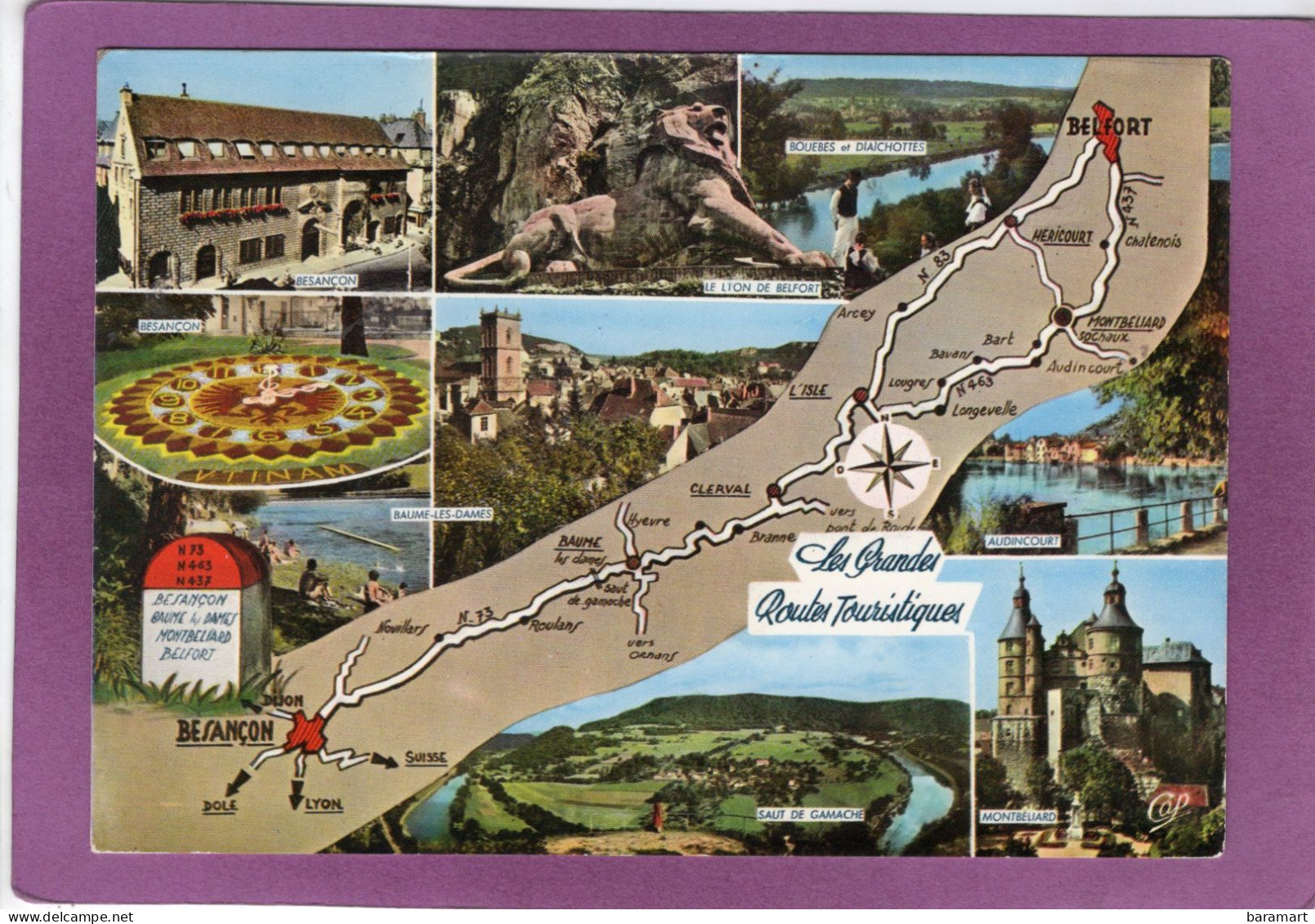25 70 90 Les Grandes Routes Touristiques  De Besançon à Vesoul  Carte Géographique Multivues - Franche-Comté
