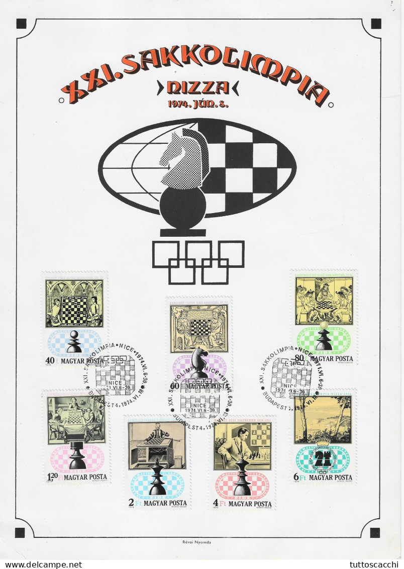 CHESS Hungary 1974, Budapest - FDC Full Series On Official Sheet - Scacchi