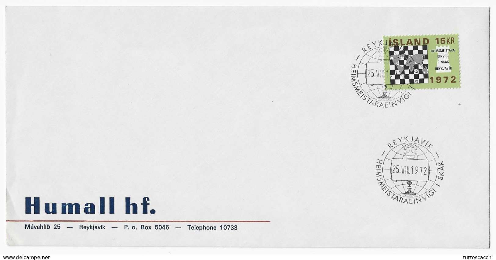 CHESS Iceland 1972, Reykjavik - Chess Cancel On Commercial Envelope - Schach