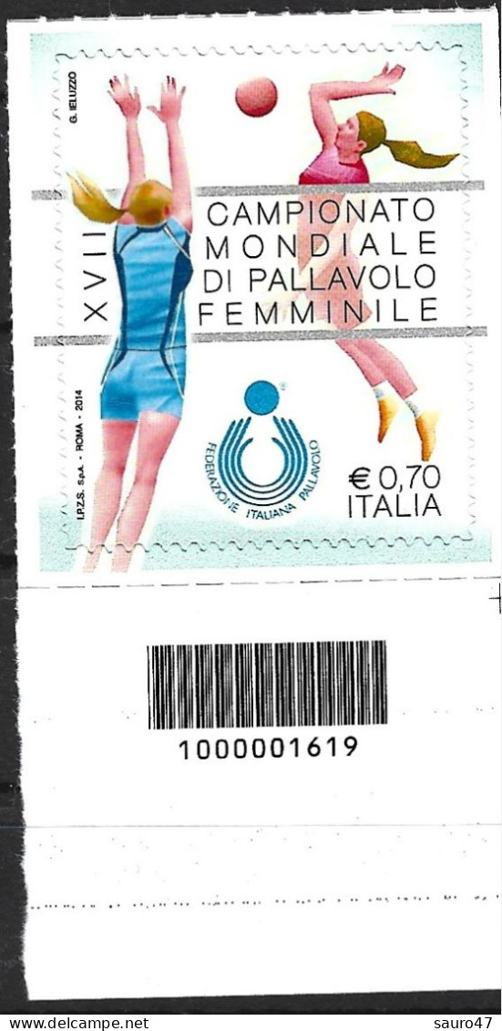 I406  ITALIA 2014 PALLAVOLO FEMMINILE  **  Codice A Barre -  Nuovo - Bar Codes