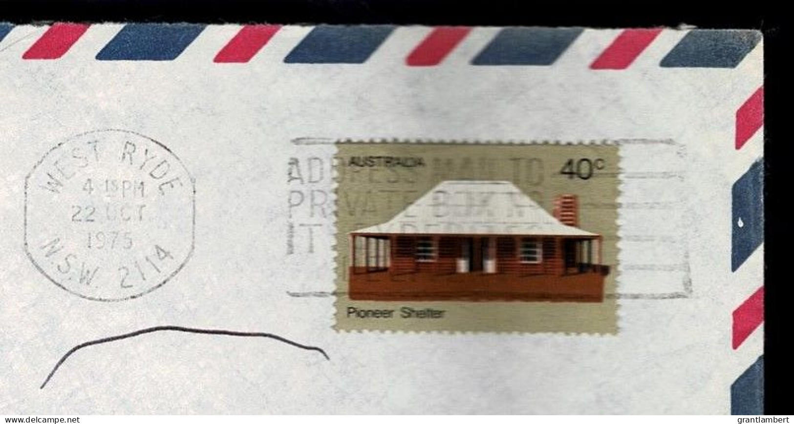 Australia 1975 Pioneer Shelter 40c On Airmail Letter To USA - Covers & Documents